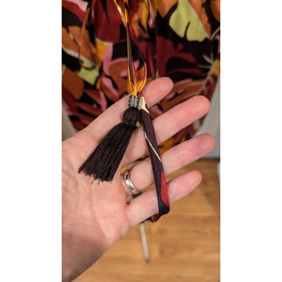 DR2 Sz S/M colorful satin Kimono Cover‎ Up with tassels Resort and Relaxation - Picture 3 of 4